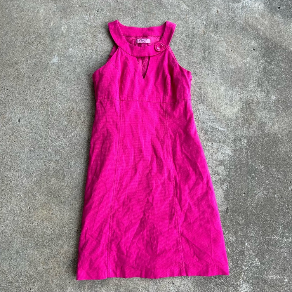 Eliza J New York Hot Pink Dress 6 Waffle Career Barbie Feminine Sleeveless
